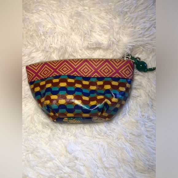 Fossil Blue Elephant Pattern Pouch with Pink Trim - Picture 9 of 13